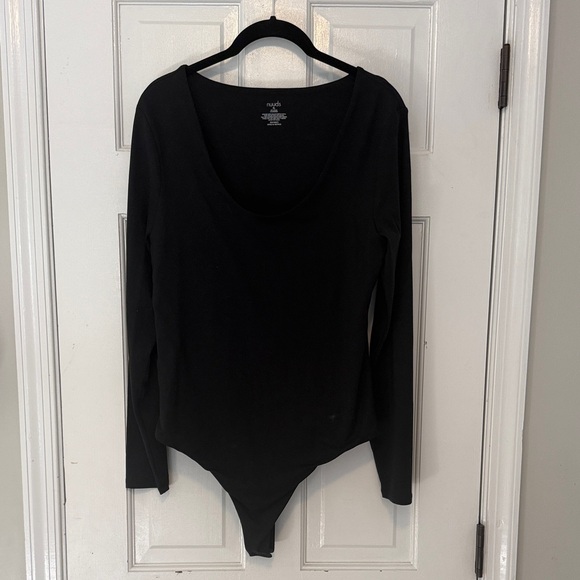 nuuds Tops - nuuds Black Long-Sleeve Scoop-Neck Bodysuit